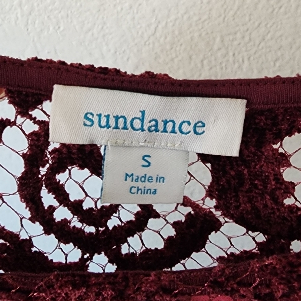 Sundance Maroon Velvet Lace Remarkable Beauty Top S View 4